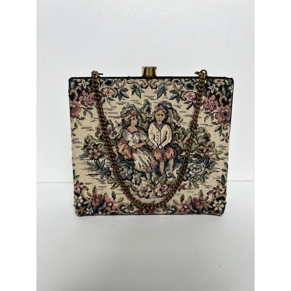 Vintage Needlepoint Clutch Handheld Clutch